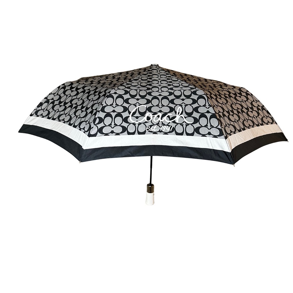 Vintage COACH Y2K Umbrella | Classic C Print | Black White Grey | Old Early ‘00s